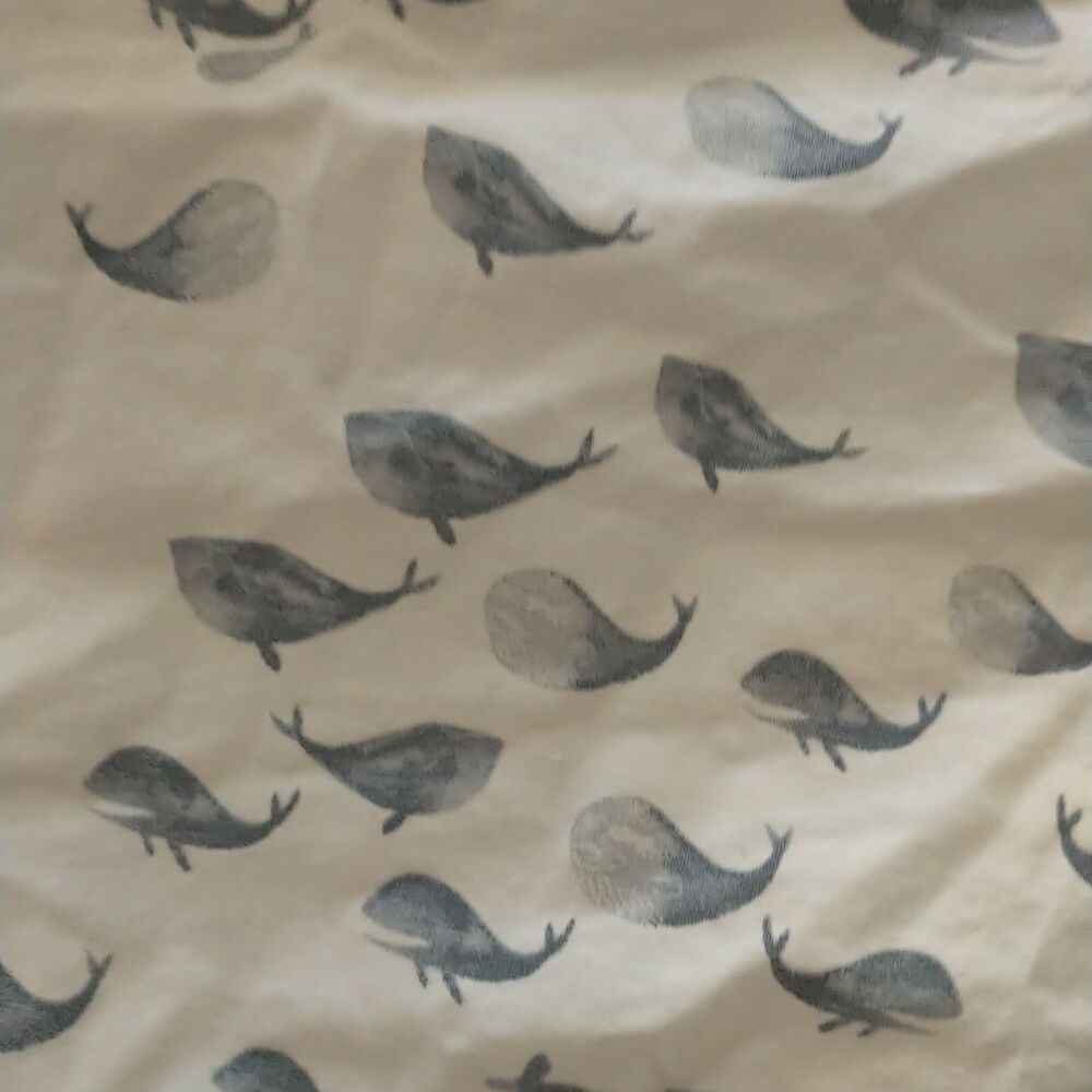 Pottery Barn Kids Crib Fitted Sheet Fishes Novelty Print Organic Cotton